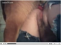 Kinky mommy bows over and fucks her dog